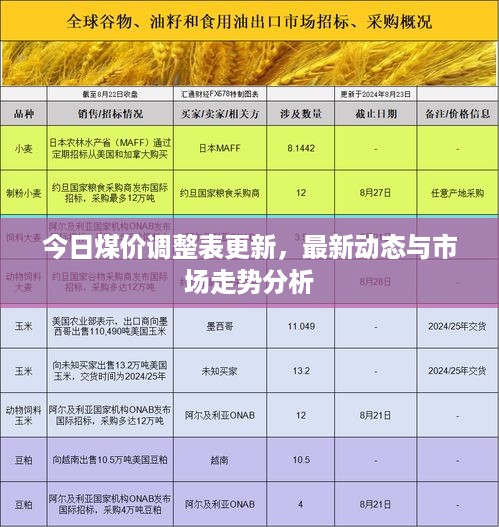 今日煤价调整表更新，最新动态与市场走势分析