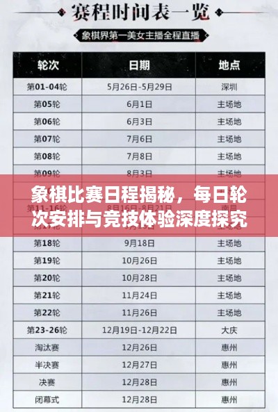 象棋比赛日程揭秘，每日轮次安排与竞技体验深度探究