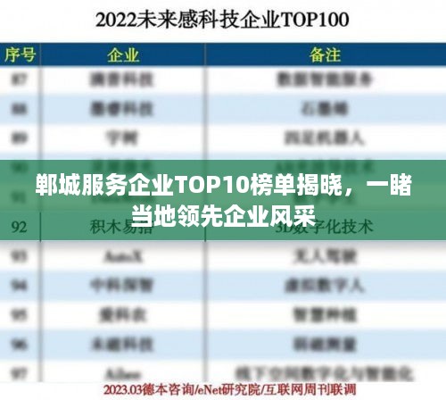 郸城服务企业TOP10榜单揭晓，一睹当地领先企业风采
